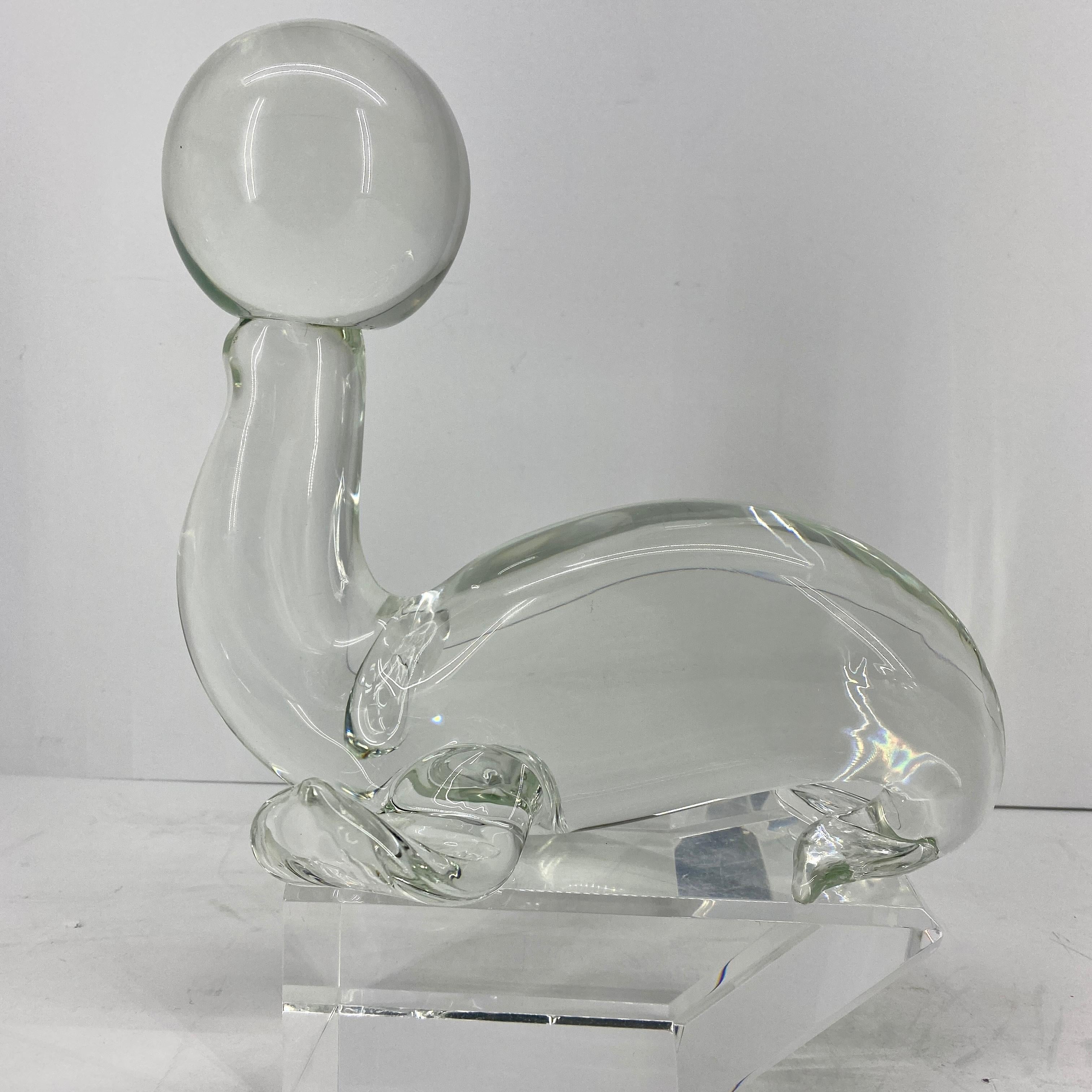 Pair Large Zanetti Glass Seal Sculptures, Murano, Italy For Sale 2