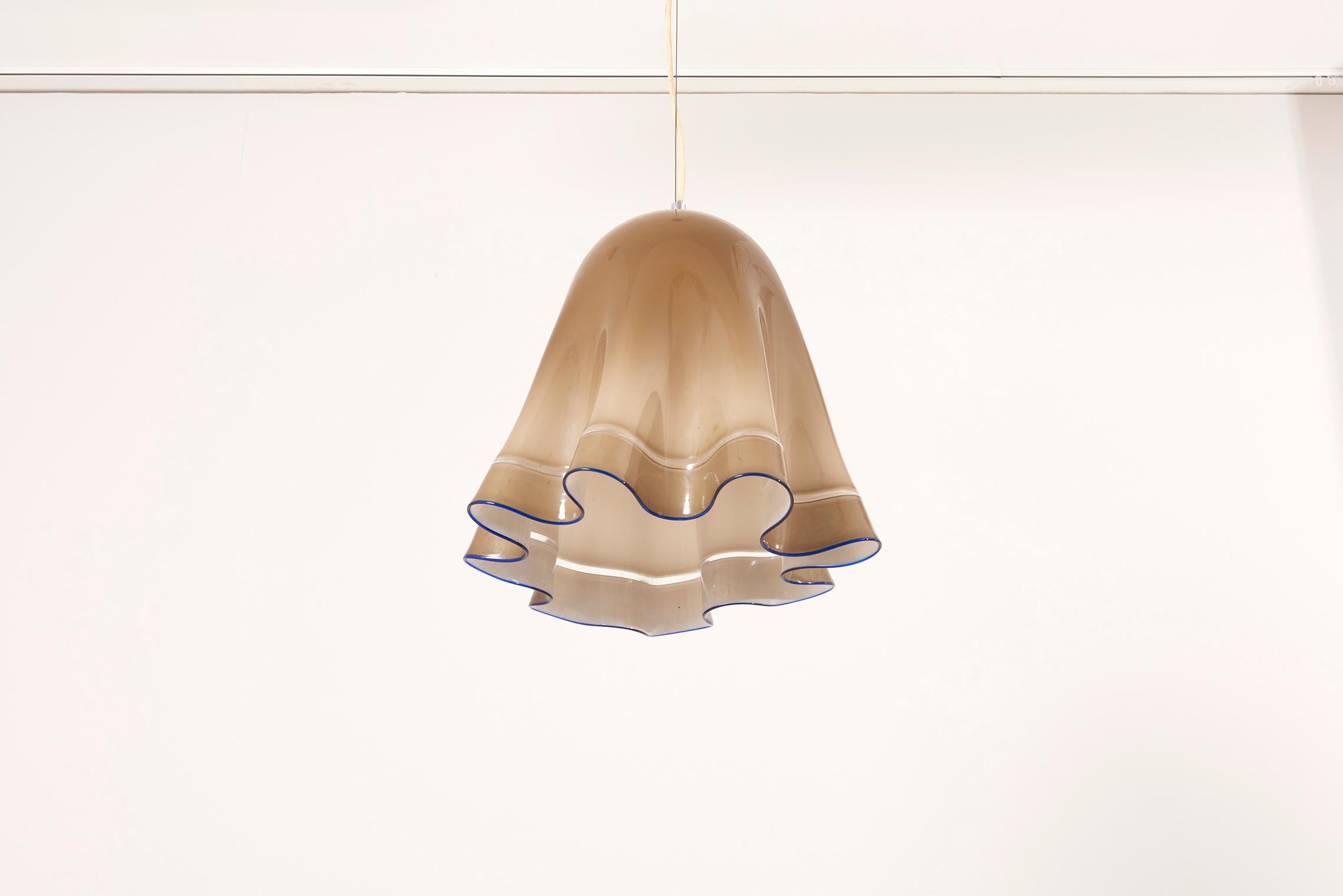 Mid-Century Modern Pair of Large Zenda Murano Glass Pendant Lamps by Luciano Vistosi Italy 1965s