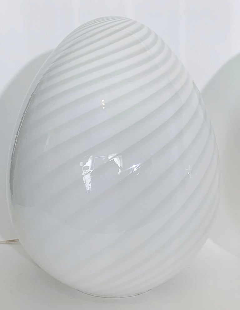 Pair of Larger Itri Vetri Murano Hand Blown White Art Glass 
