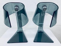 Pair of L’astra Smoked Glass Table or Desk Lamps by Fiam Italia