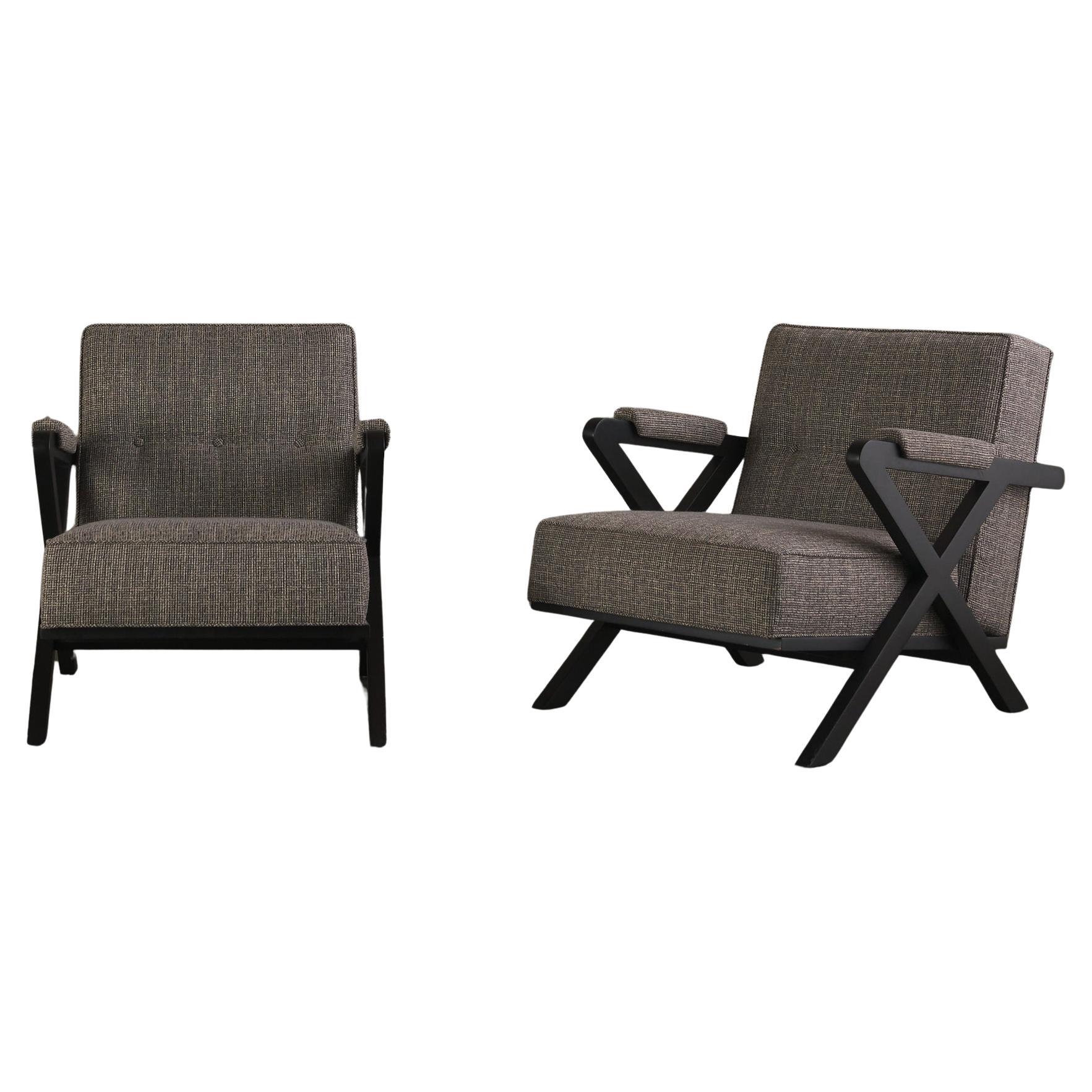 Pair of Laszlo Lounge Chairs, Brown and Saltman