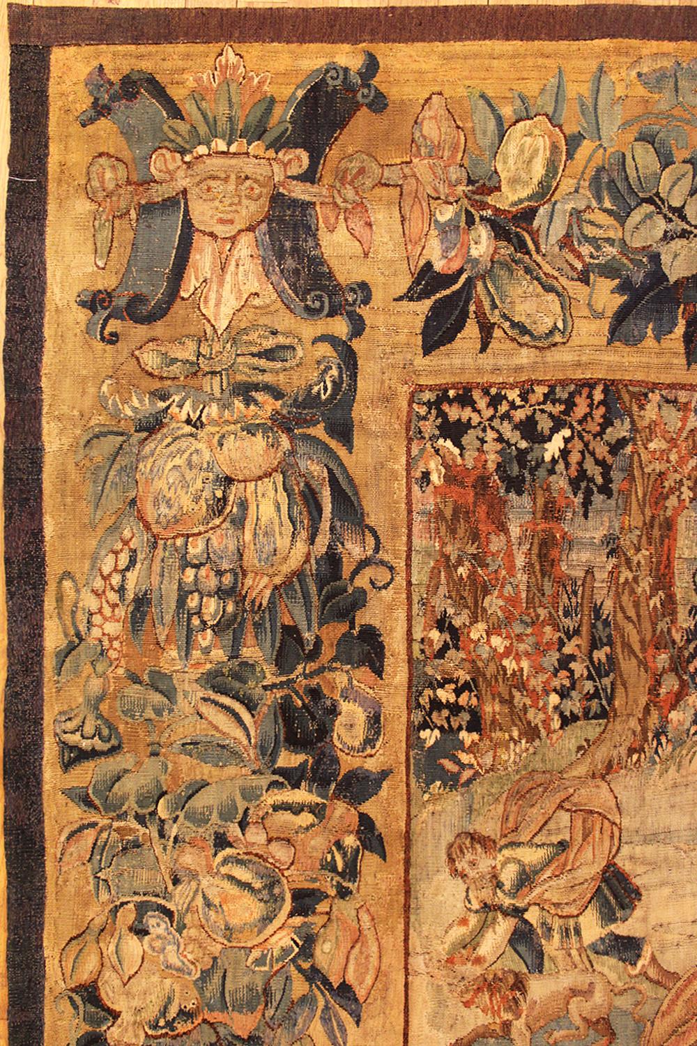 Hand-Woven Pair of Late 16th Century Flemish Historical Tapestries, Vertically Oriented