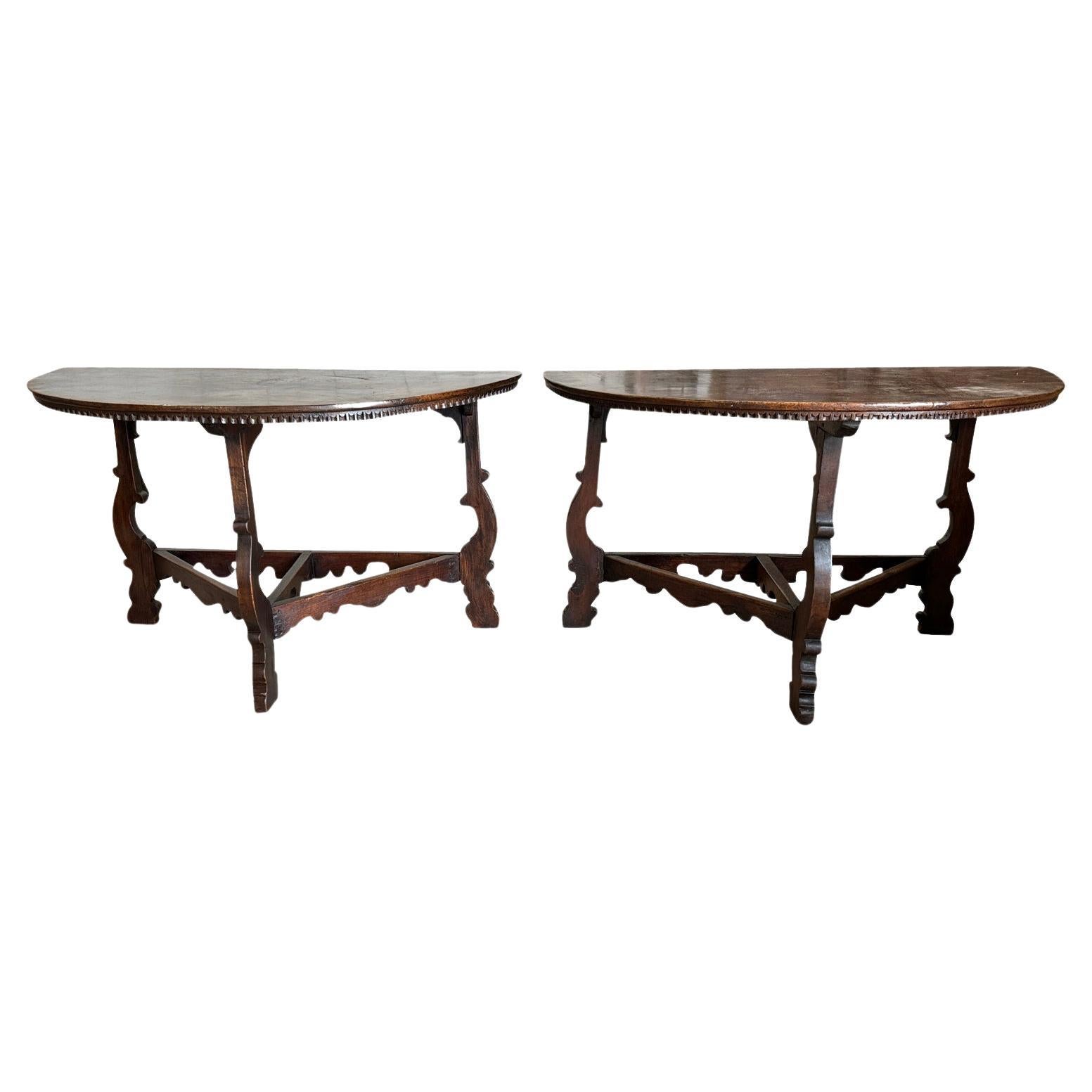 Pair Of Late 17th Century Italian Demi Lune Consoles