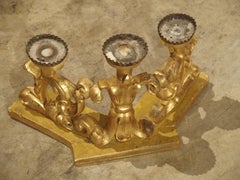 Pair of Late 17th Century Italian Giltwood Three-Light Candlesticks
