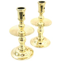 Pair of Late 17th-Early 18th Century European Brass Candlesticks