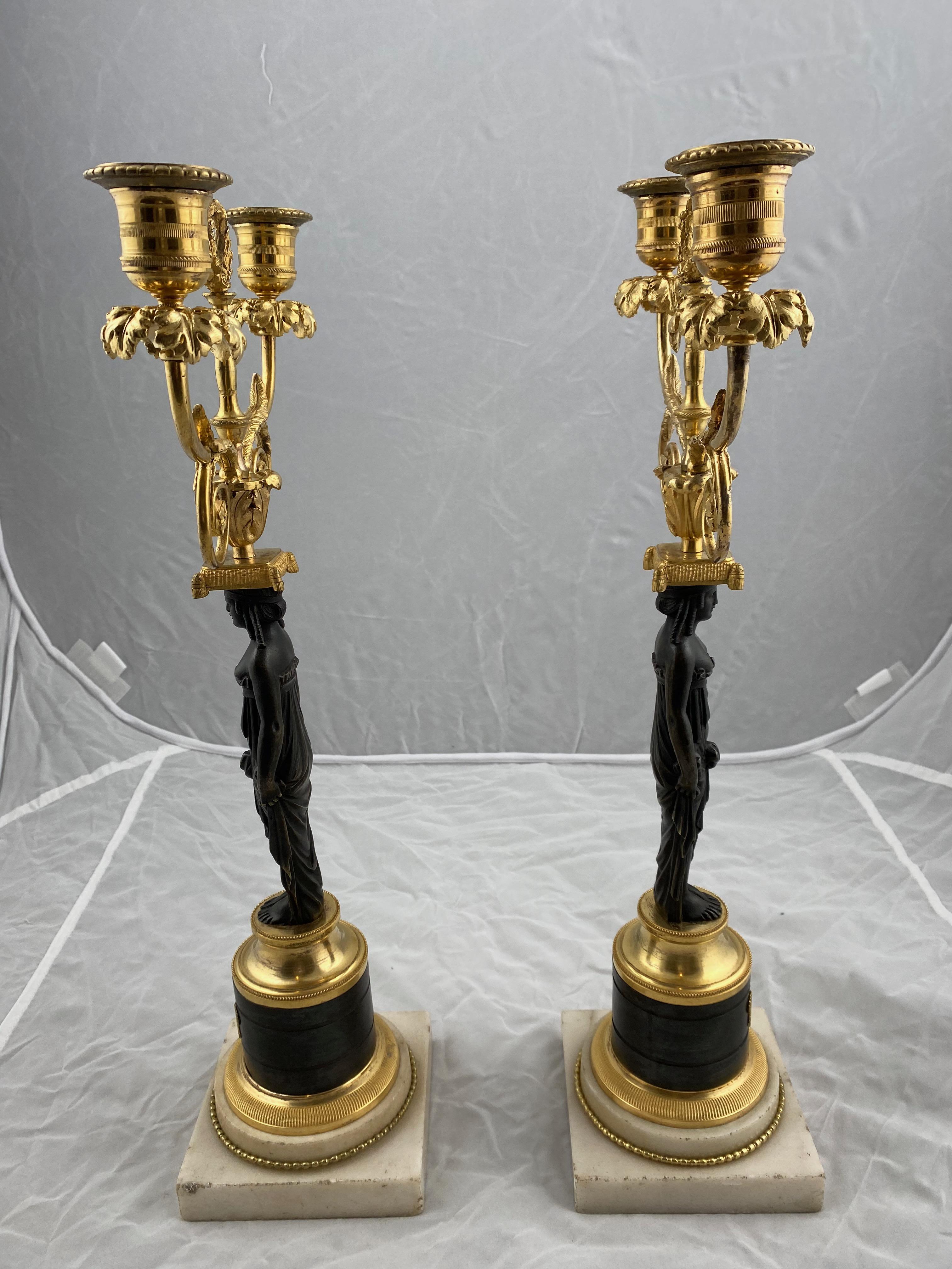 Bronze Pair of Late 18th Century Candelabras