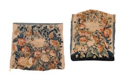 Pair of Late 18th C. French Aubusson Tapestry Silk & Wool Seat Fragment