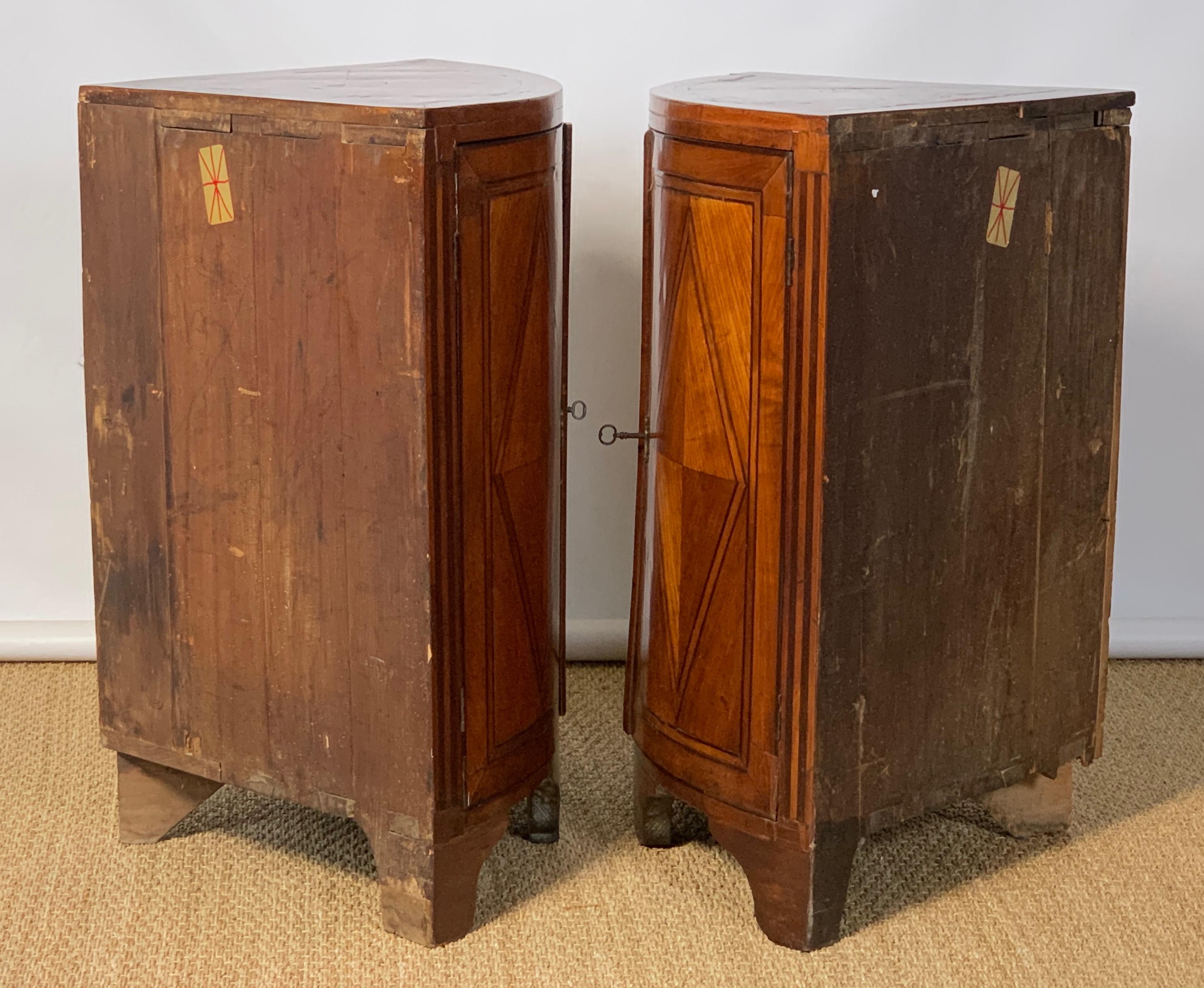 Hand-Carved Pair of Late 18th Century French Encoigneurs 'Corner Cabinets'