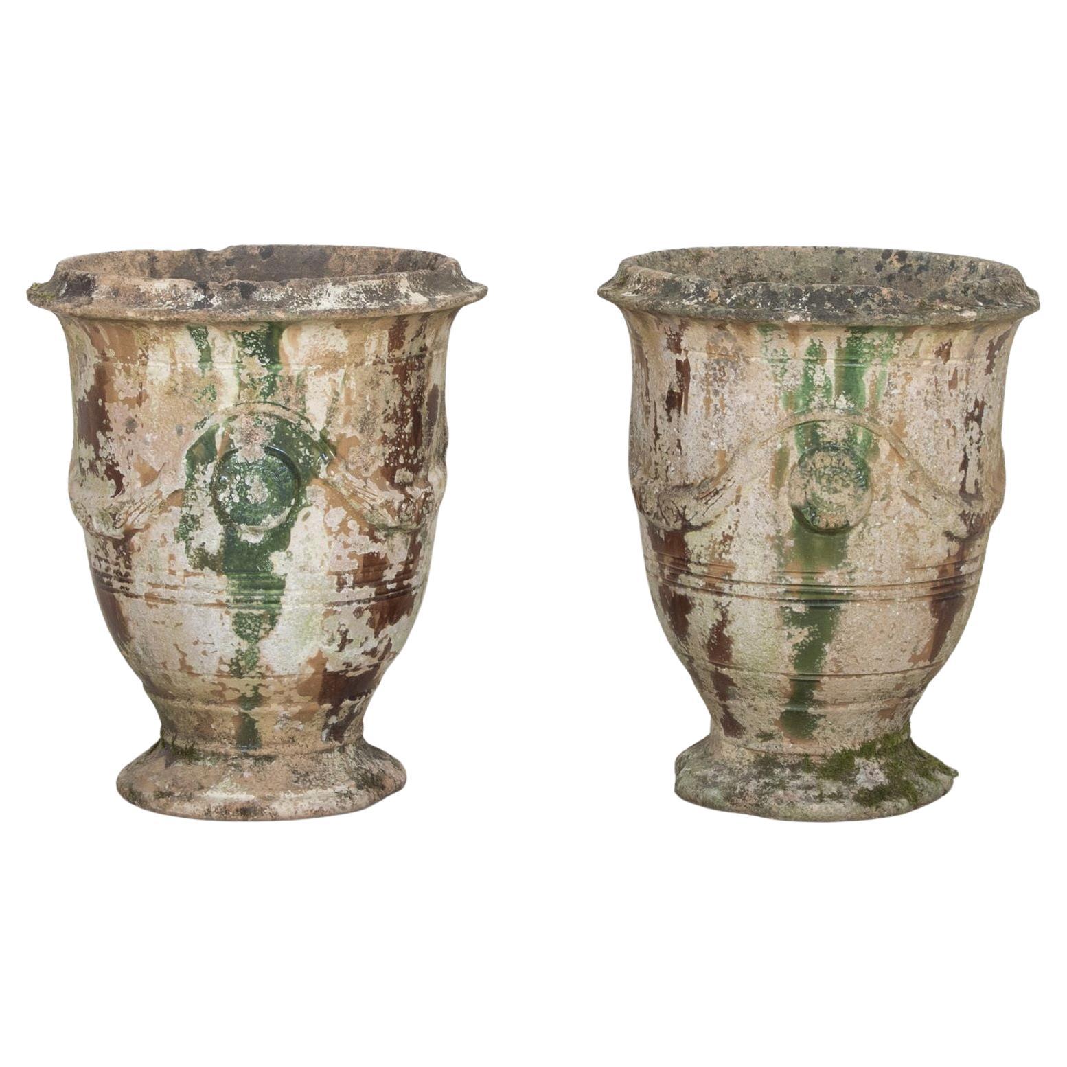 Pair of Late 18th Century Anduze Glazed Terracotta Planters