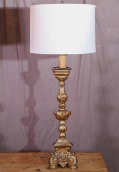 Pair of Late 18th Century Baroque Altar Candlesticks Made into Lamps