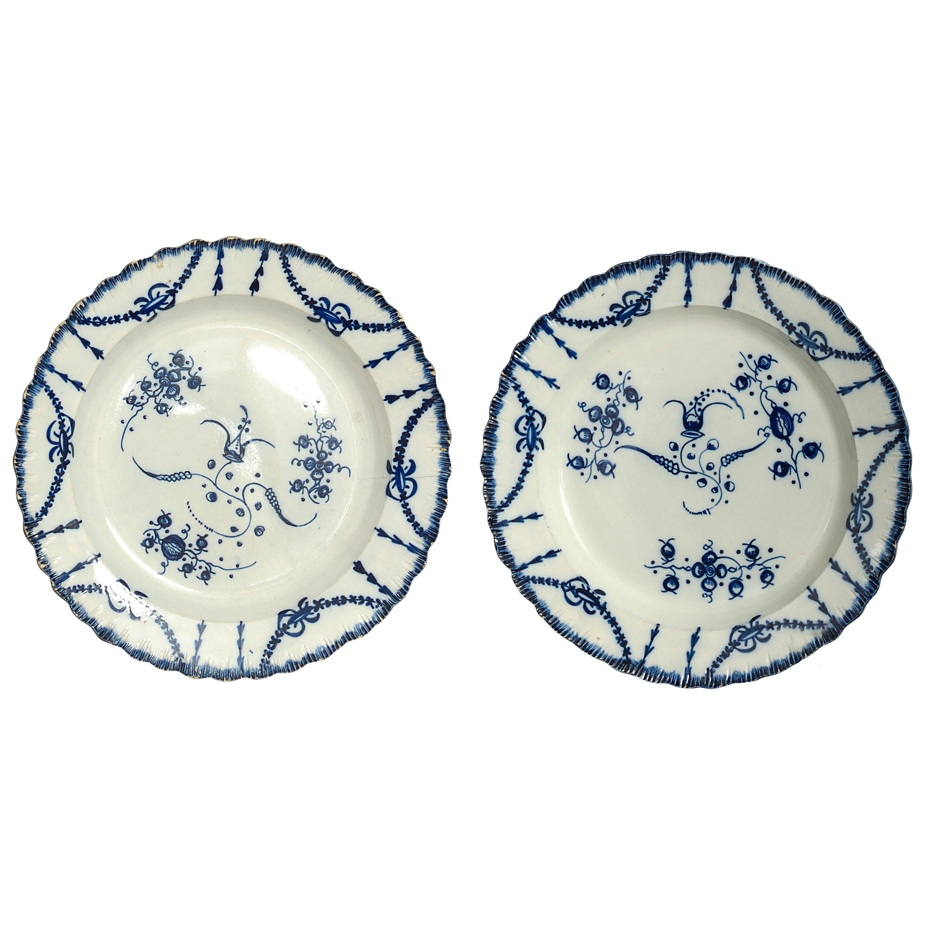 Pair of Late 18th Century Blue and White Staffordshire Pottery Plates