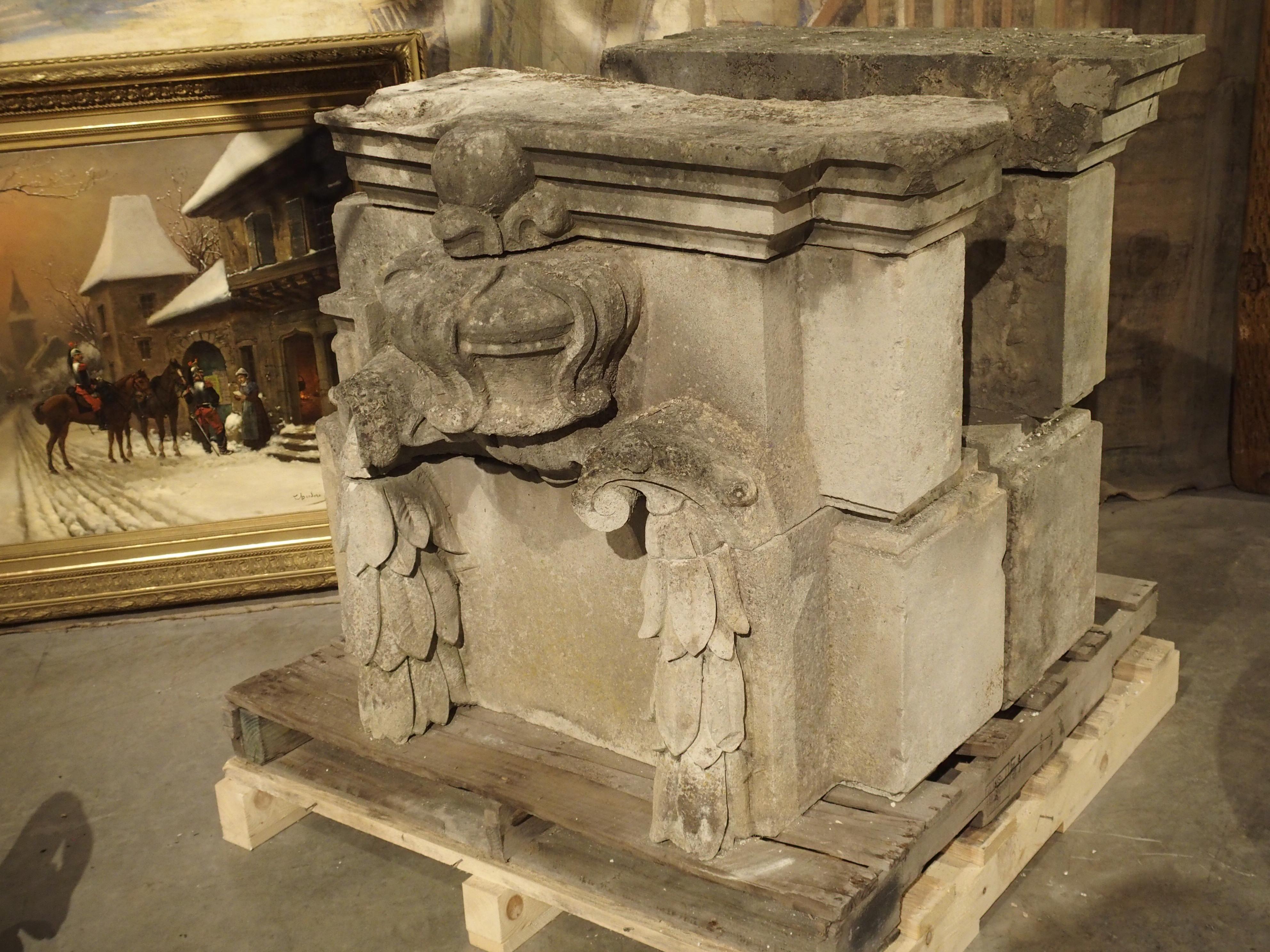 French Pair of Late 18th Century Carved Limestone Architecturals from France