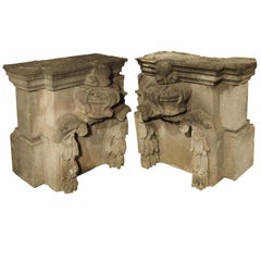 Pair of Late 18th Century Carved Limestone Architecturals from France