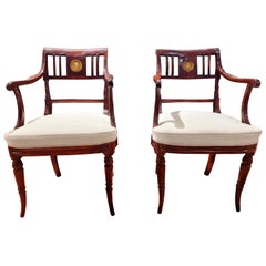 Pair of Late 18th Century Directoire Mahogany Armchairs RESTORED Pair of Late 18th Century Directoire Mahogany Armchairs RESTORED