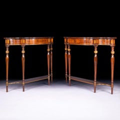 Pair Of Late 18th Century English Console / Side Tables Of Serpentine Shape