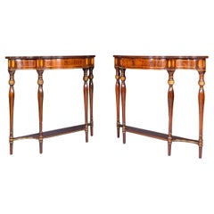 Pair Of Late 18th Century English Console / Side Tables Of Serpentine Shape
