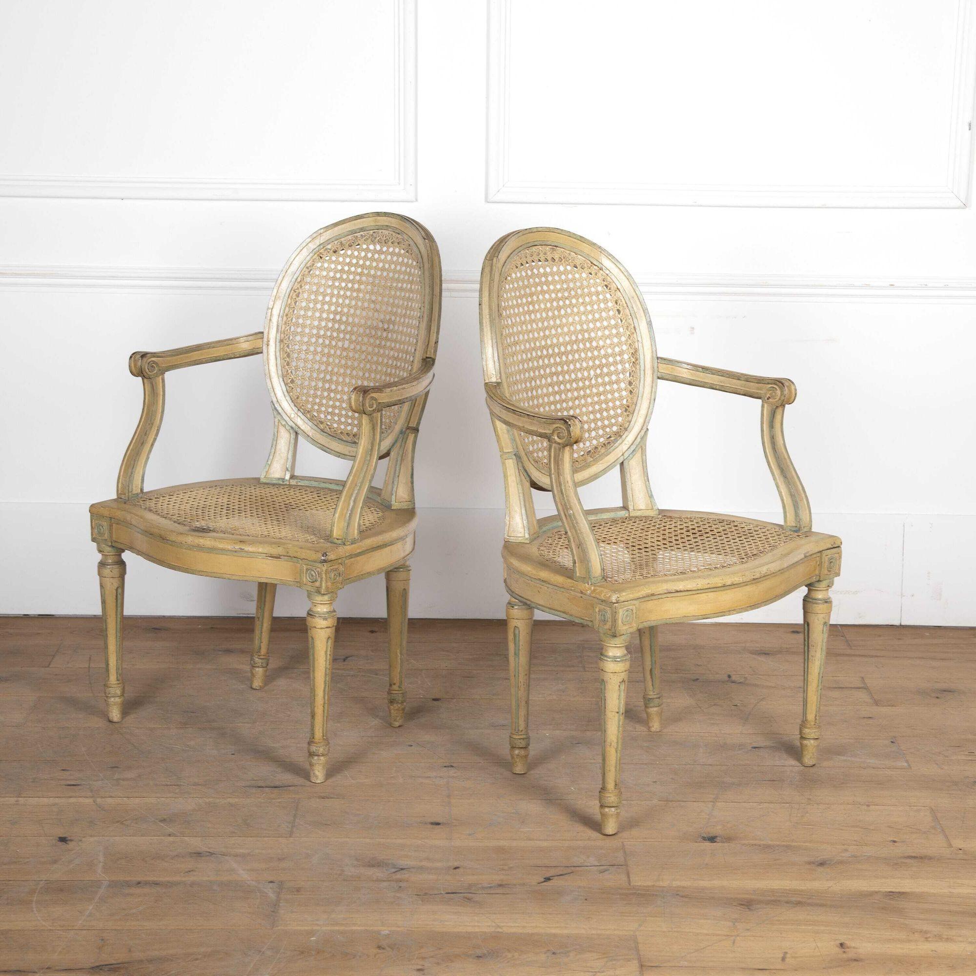 Pair of Late 18th Century French Caned Armchairs For Sale 8