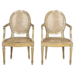 Antique Pair of Late 18th Century French Caned Armchairs