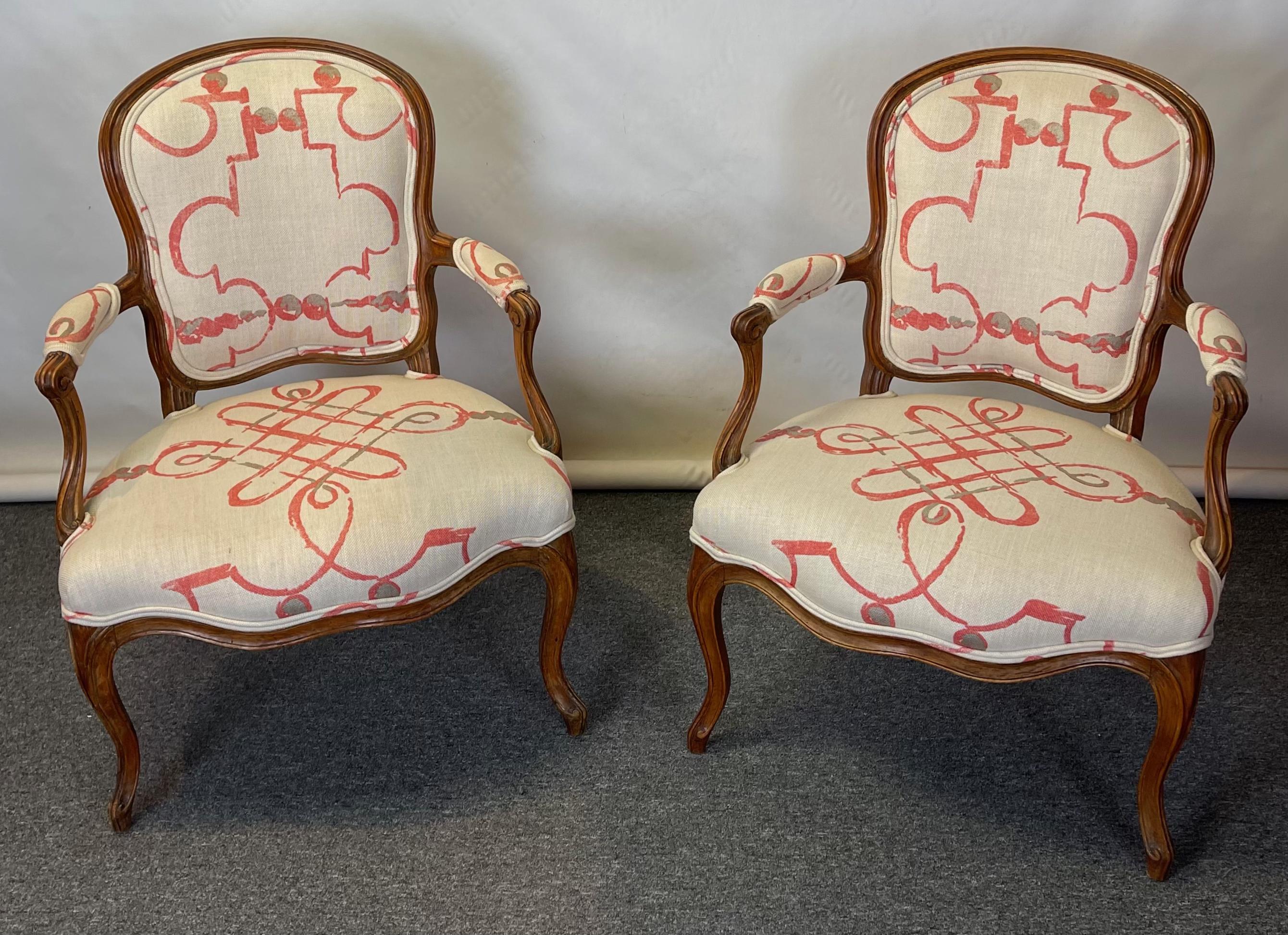 Louis XVI Pair of Late 18th Century French Carved Walnut Fauteuils