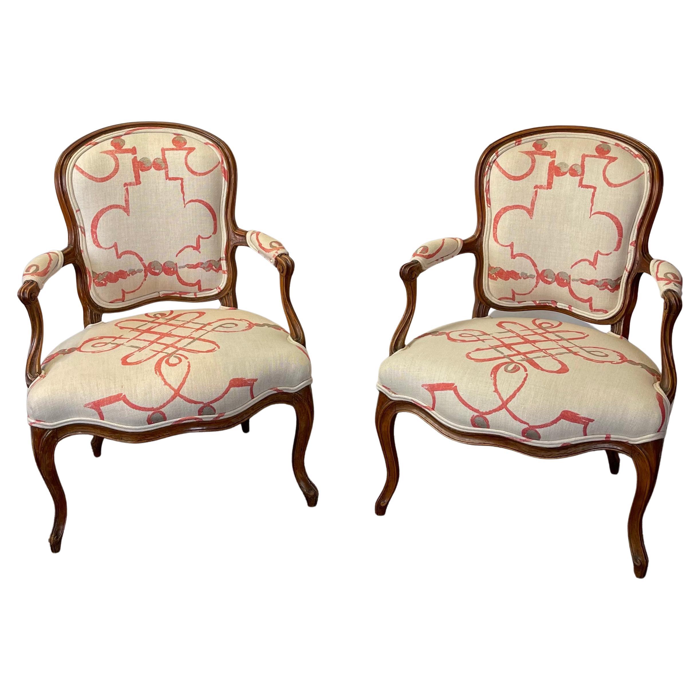 Pair of Late 18th Century French Carved Walnut Fauteuils