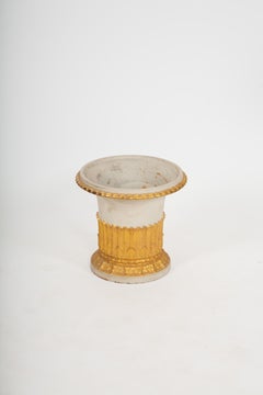 Pair of Late 18th Century French Cast Iron Planters w/ Gilt Acanthus Decoration