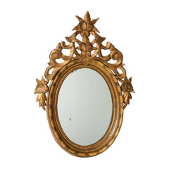 Pair of Late 18th Century French Louis XVI Carved Gilt-wood Oval Wall Mirrors