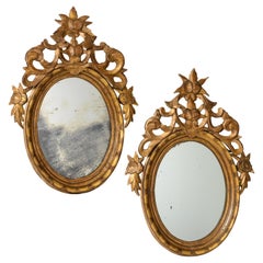 Paar französische Louis-XVI-Wandspiegel aus vergoldetem Holz des späten 18.