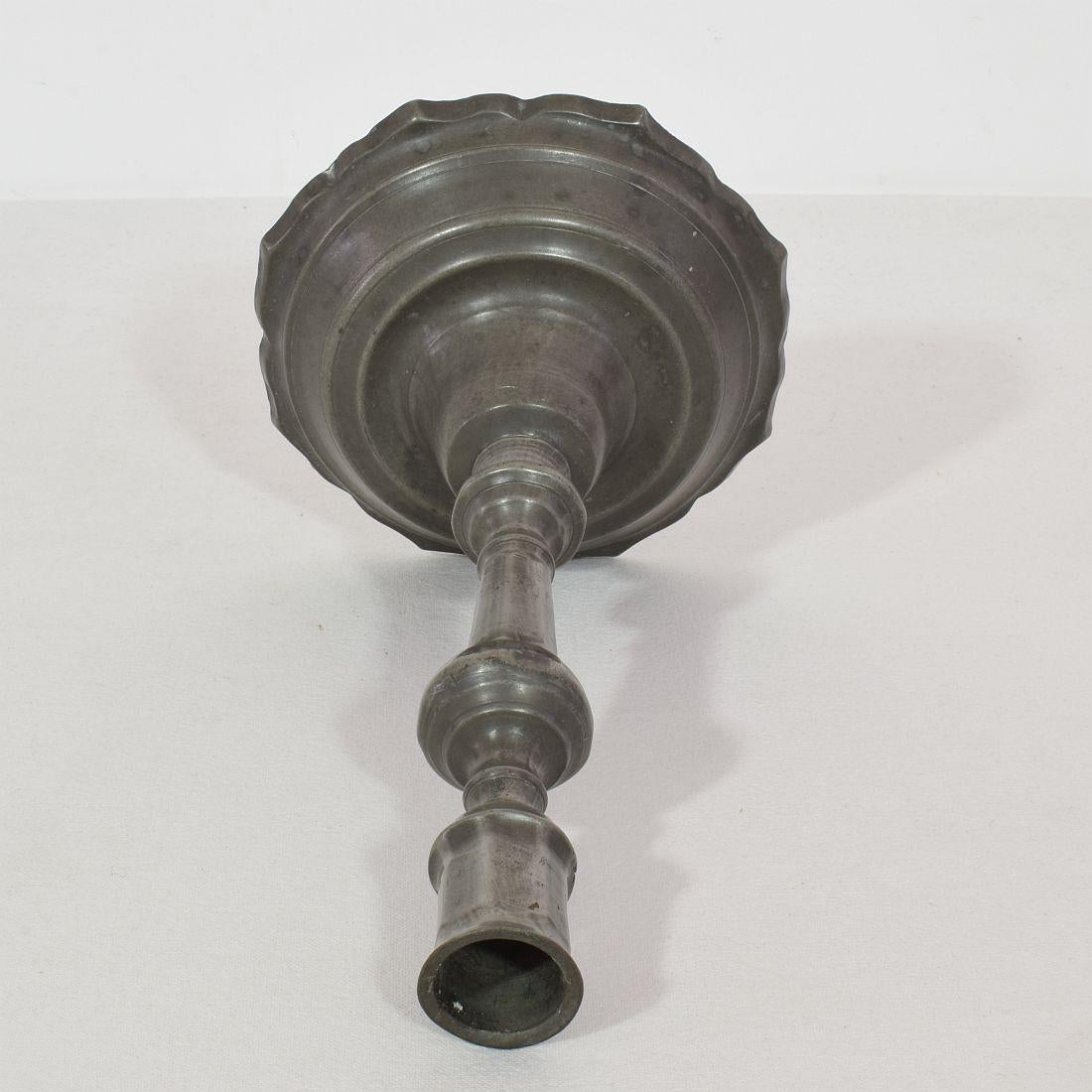 Pair of Late 18th Century French Neoclassical Pewter Candleholders For Sale 6