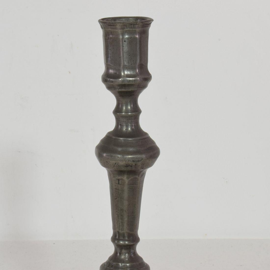 Pair of Late 18th Century French Neoclassical Pewter Candleholders For Sale 9