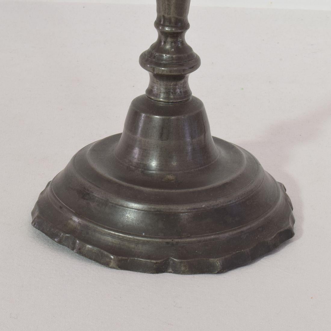 Pair of Late 18th Century French Neoclassical Pewter Candleholders For Sale 10