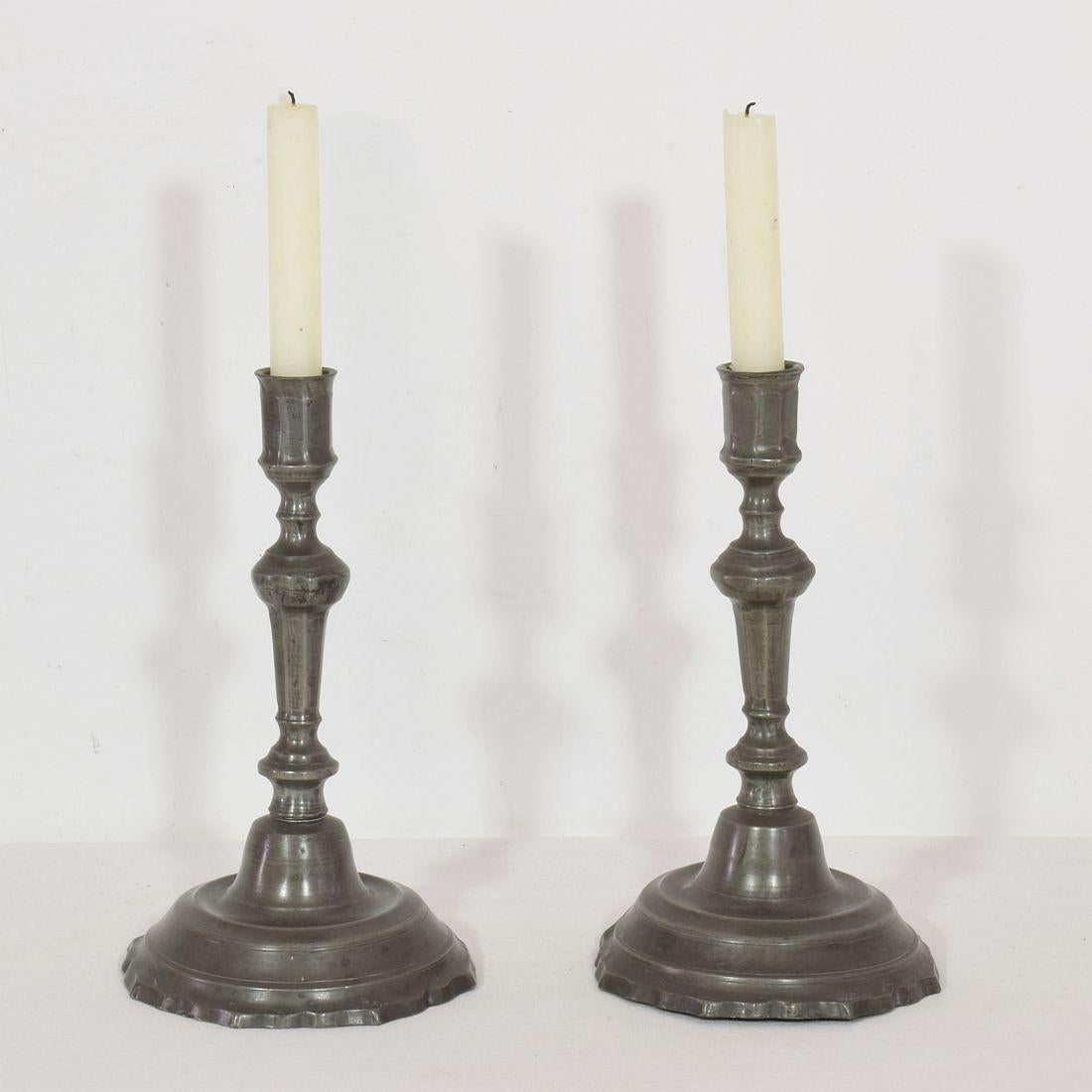 vintage pewter candlestick holders