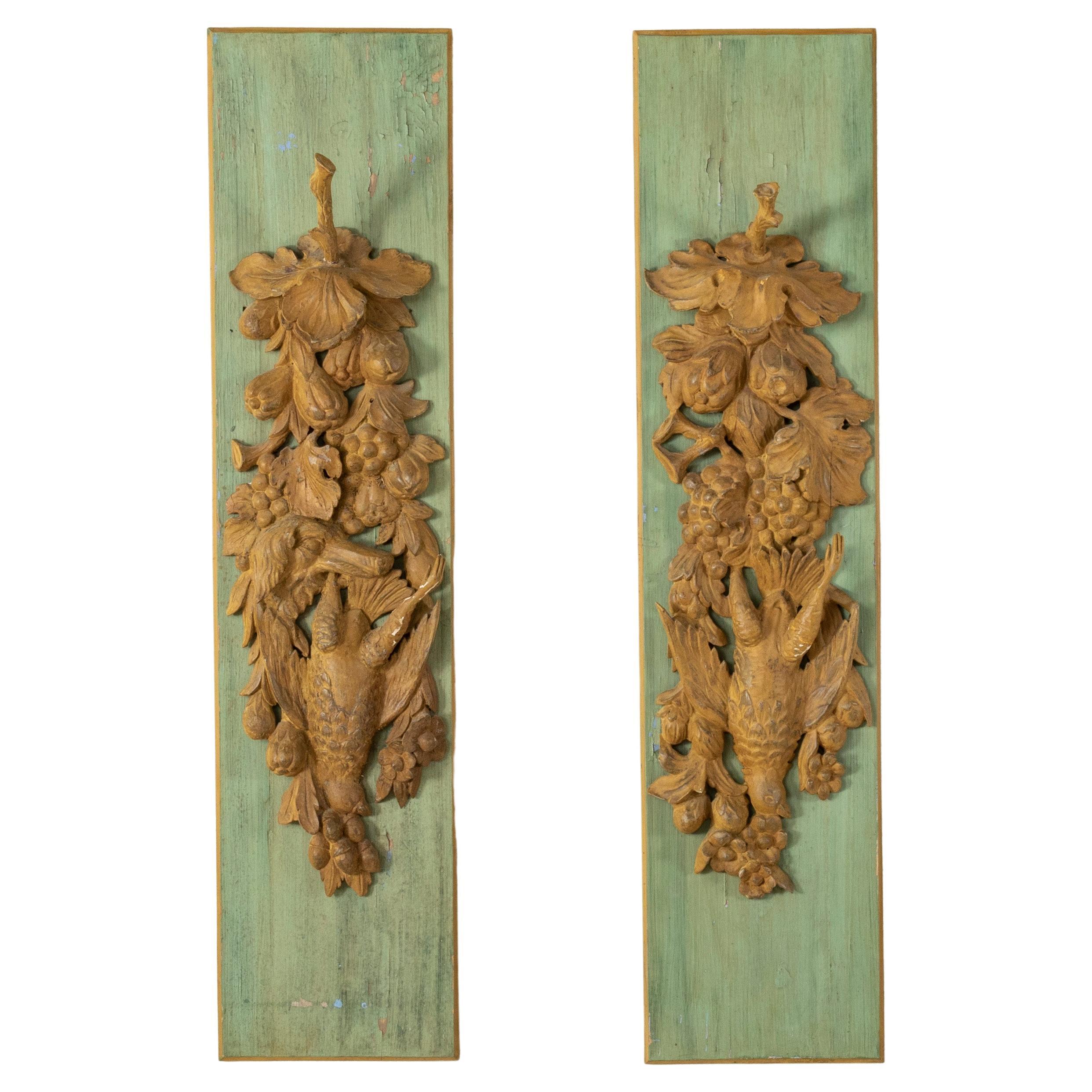 Pair of Late 18th Century French Painted Hand Carved Boiserie Panels