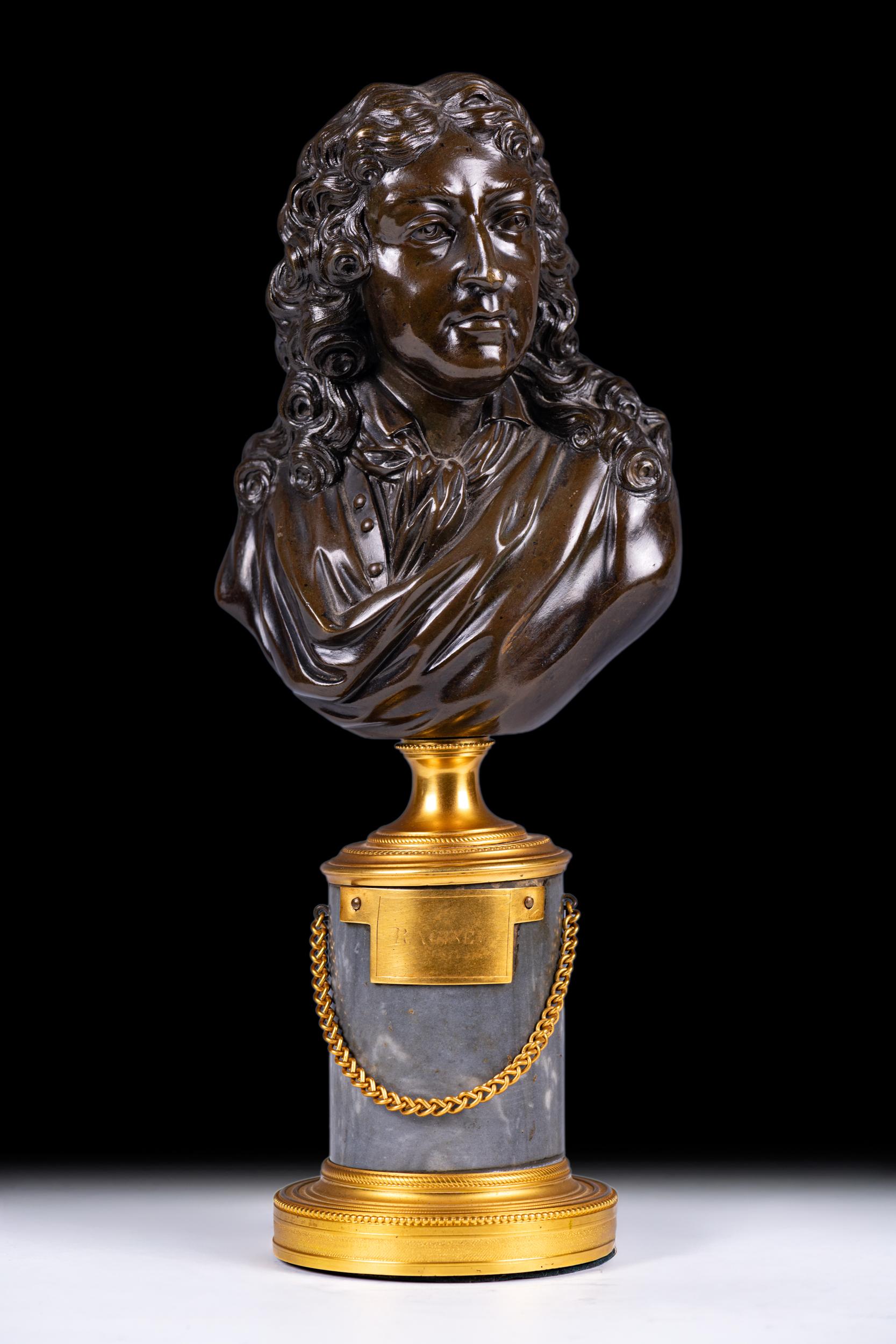 Paar französische patinierte Bronzebüsten von Racine und Corneille aus dem späten 18. im Zustand „Hervorragend“ im Angebot in Dublin, IE