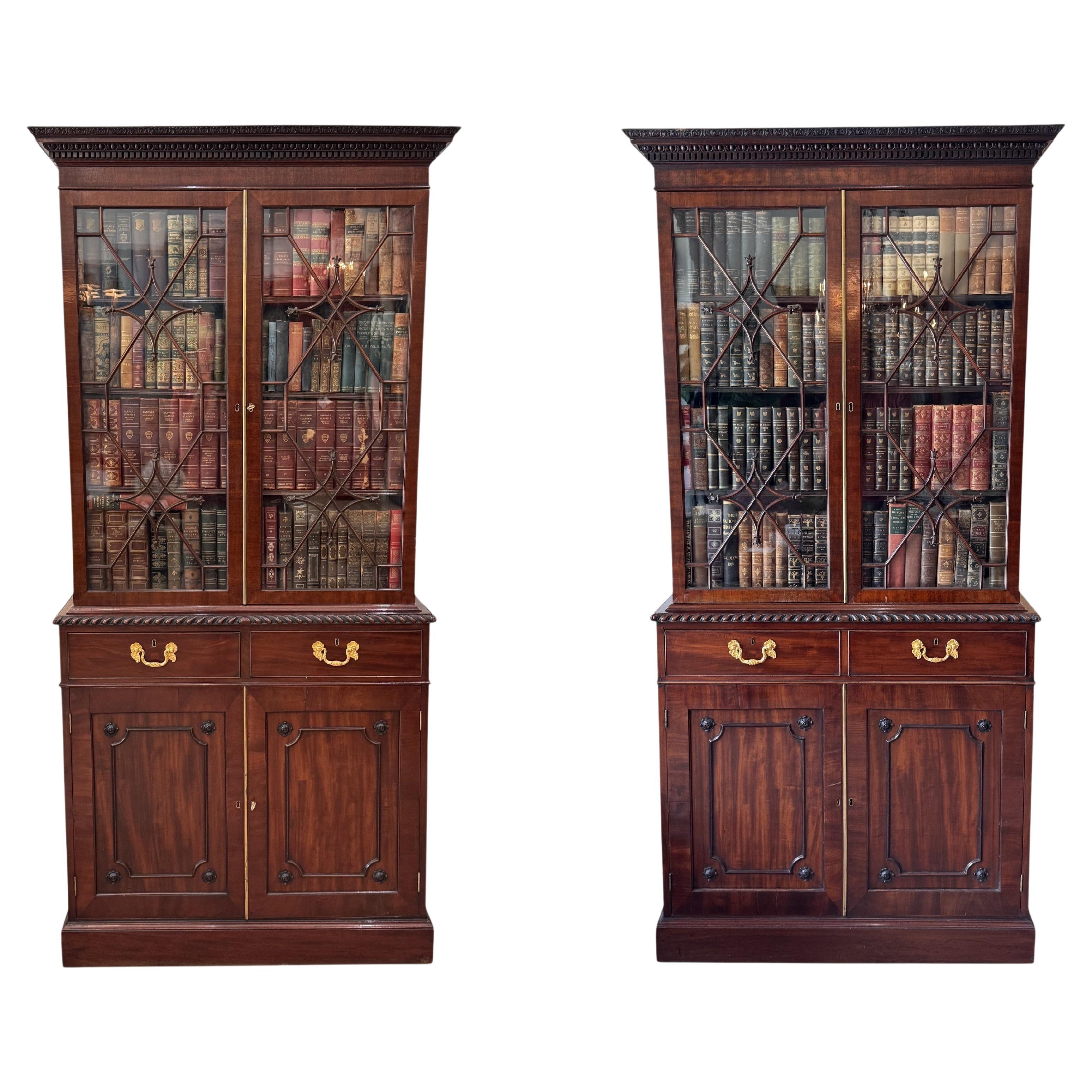 Pair of Late 18th Century George III Mahogany Bookcase Cabinets