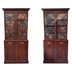 Pair of Late 18th Century George III Mahogany Bookcase Cabinets
