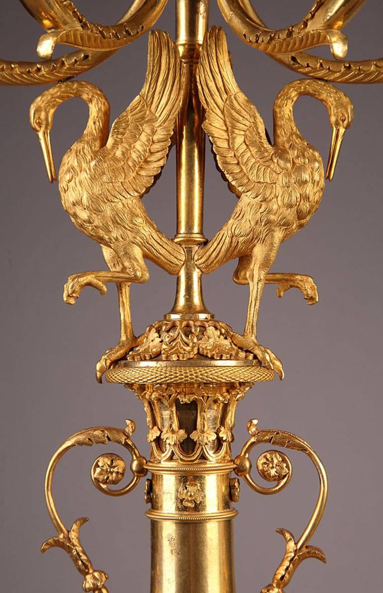 Pair of Late 18th Century Gilt Bronze and Marble Candelabra For Sale 3