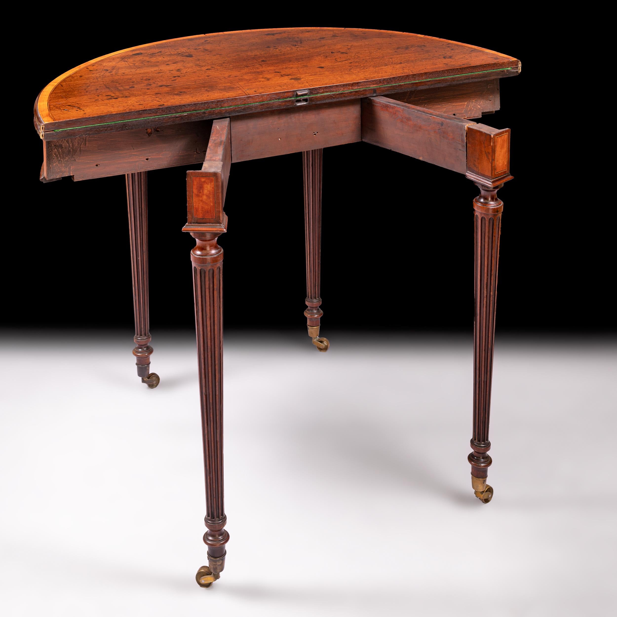 Pair of Late 18th Century Irish Georgian Mahogany Demi-Lune Card Tables For Sale 6