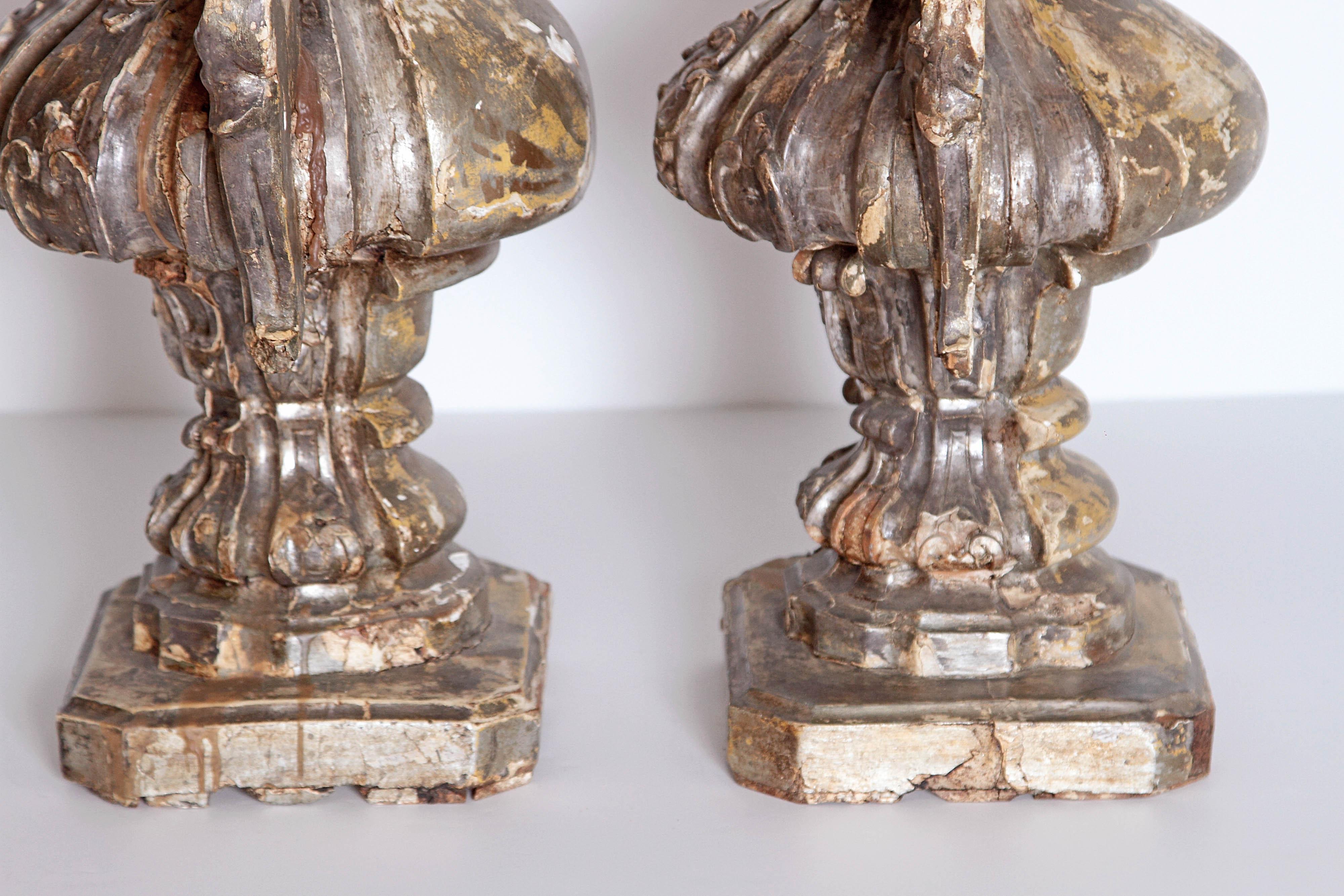 Pair of Late 18th Century Italian Carved and Gilt Candleholders 1