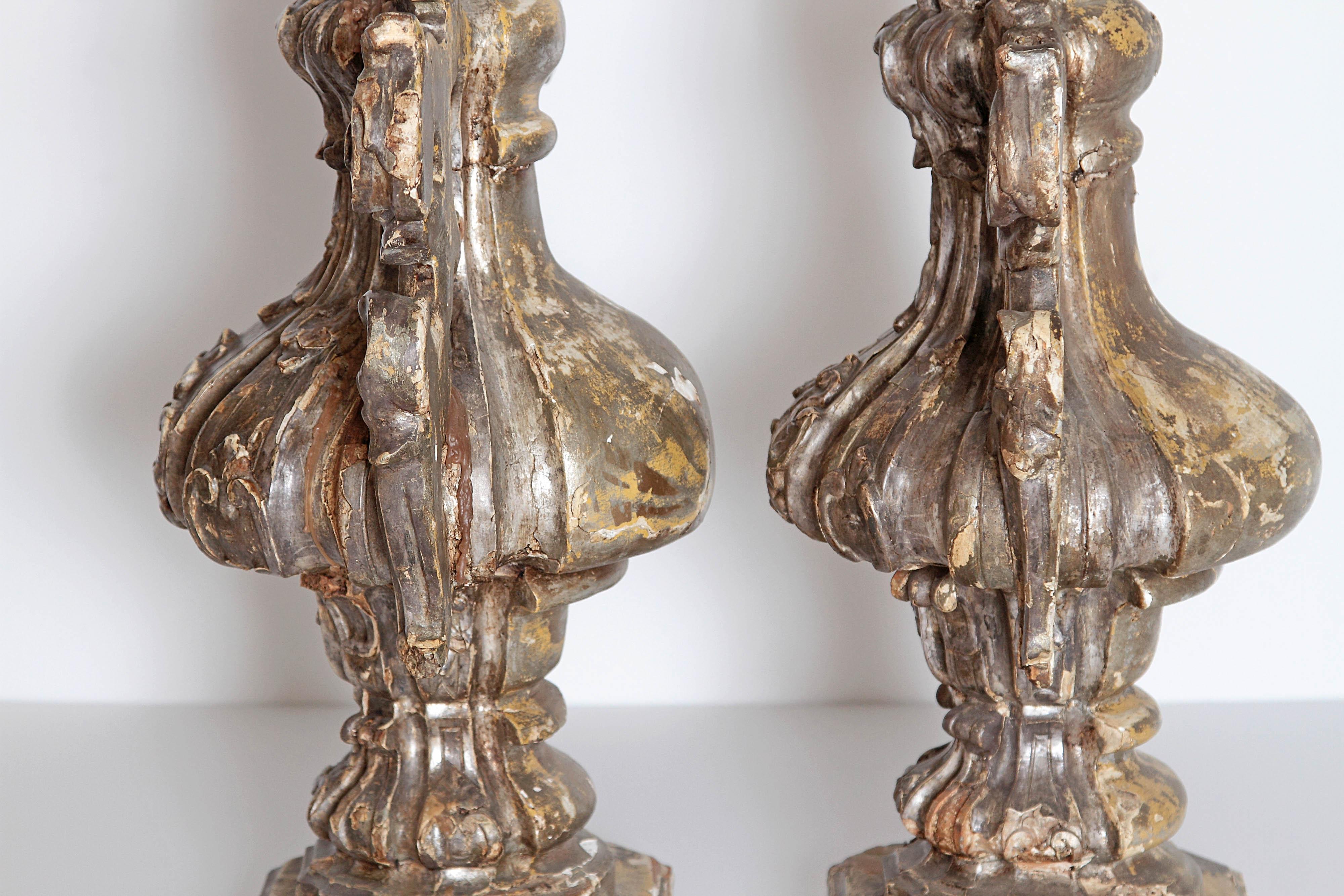 Pair of Late 18th Century Italian Carved and Gilt Candleholders 2