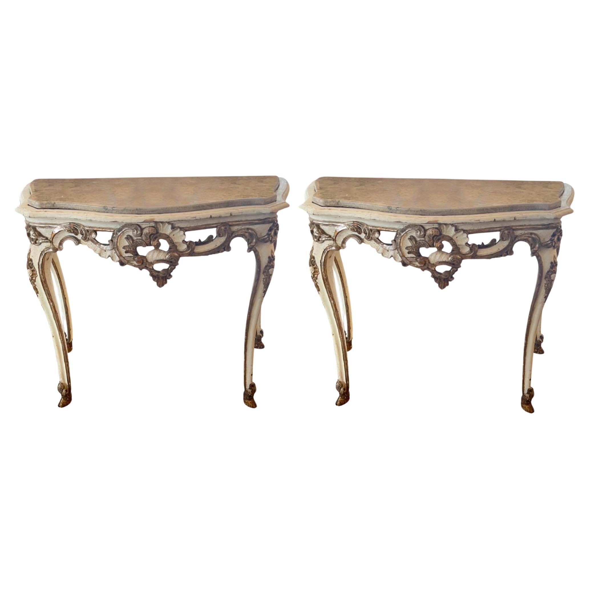 Pair of Late 18th Century Italian Console Tables For Sale
