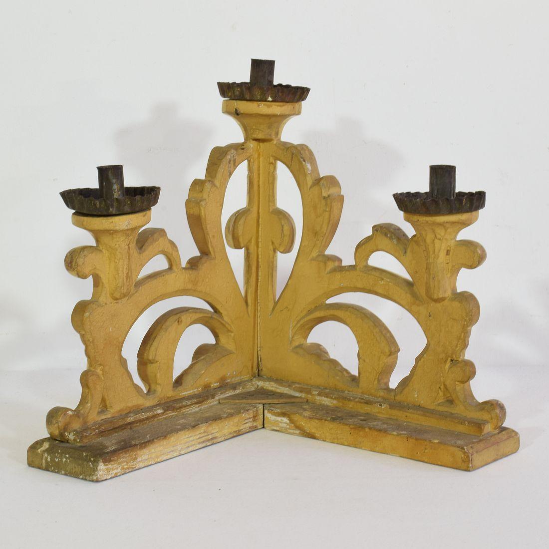 Pair of Late 18th Century Italian Giltwood Baroque Candlesticks or Candleholders 9