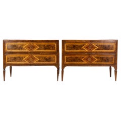 Antique Pair of Late 18th Century Italian Marquetry Commodes