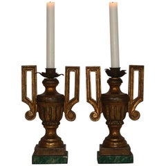 Pair of Late 18th Century Italian Neoclassical Carved Candleholders