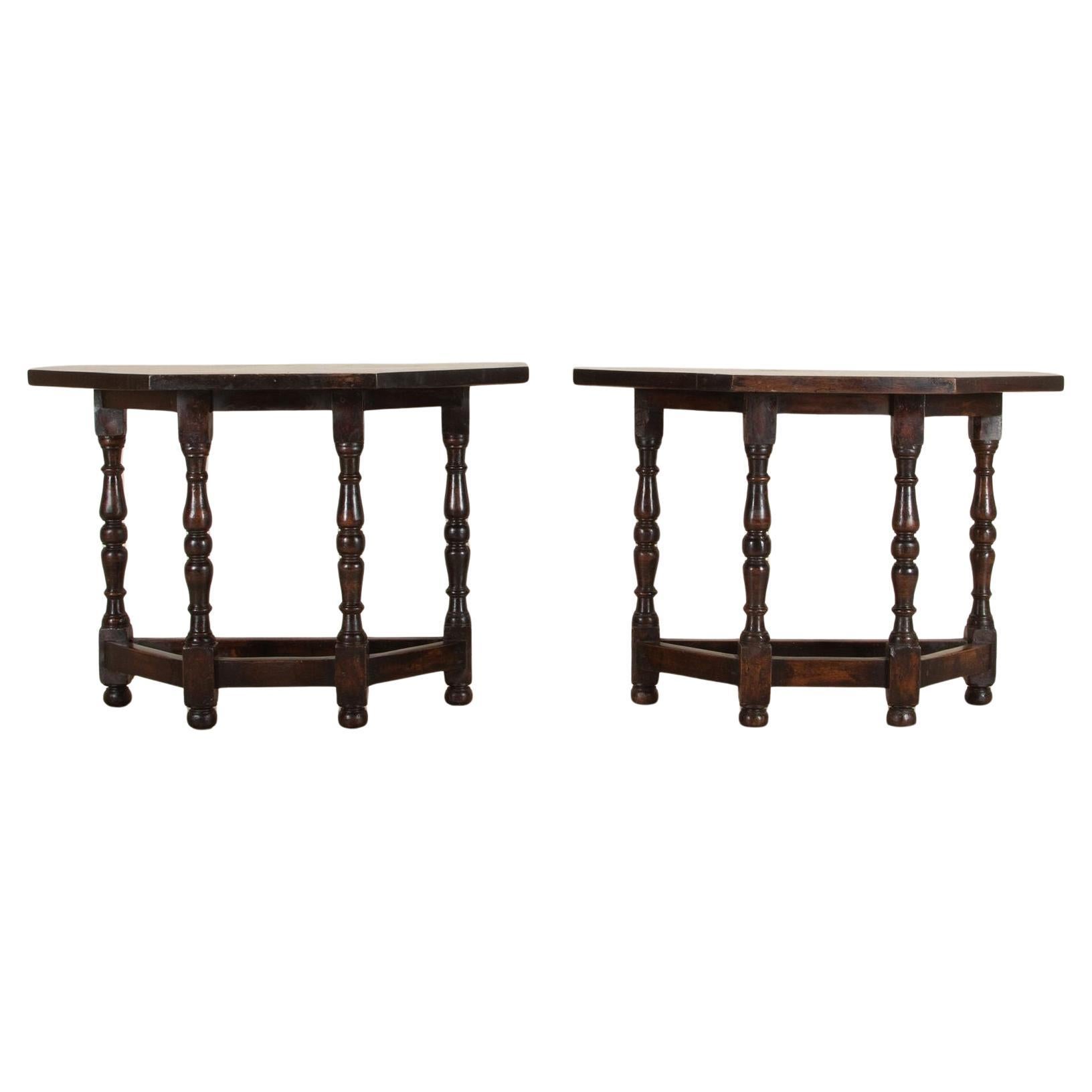 Pair of Late 18th Century Italian Solid Walnut Console Tables