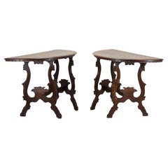 Pair of Late 18th Century Italian Walnut Console Tables