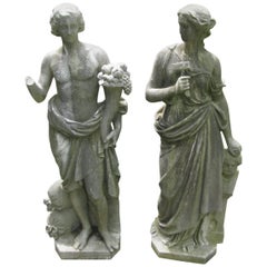 Pair of Late 18th Century Lifesize Italian Marble Statues