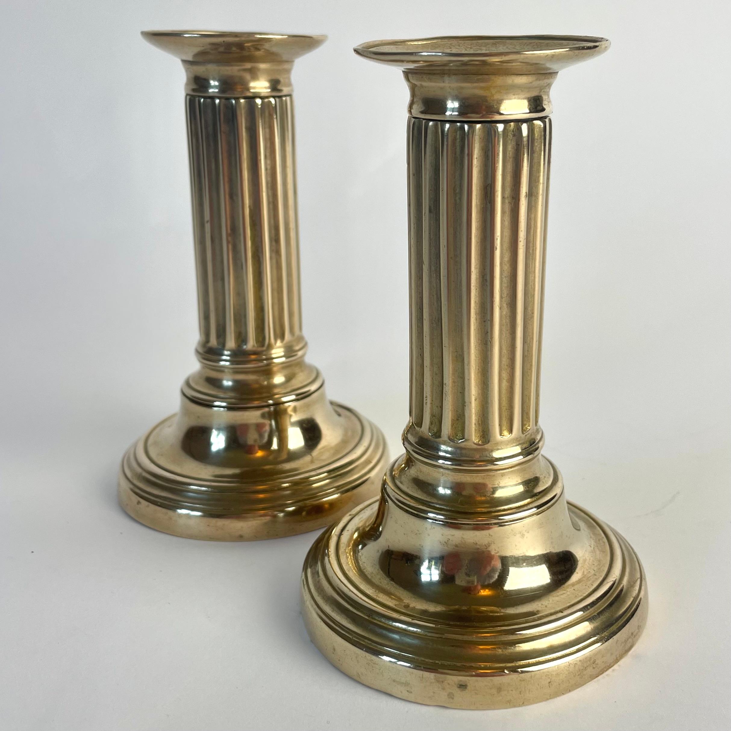 French Pair of Late 18th Century Louis XVI Gilt Bronze Candlesticks, France For Sale