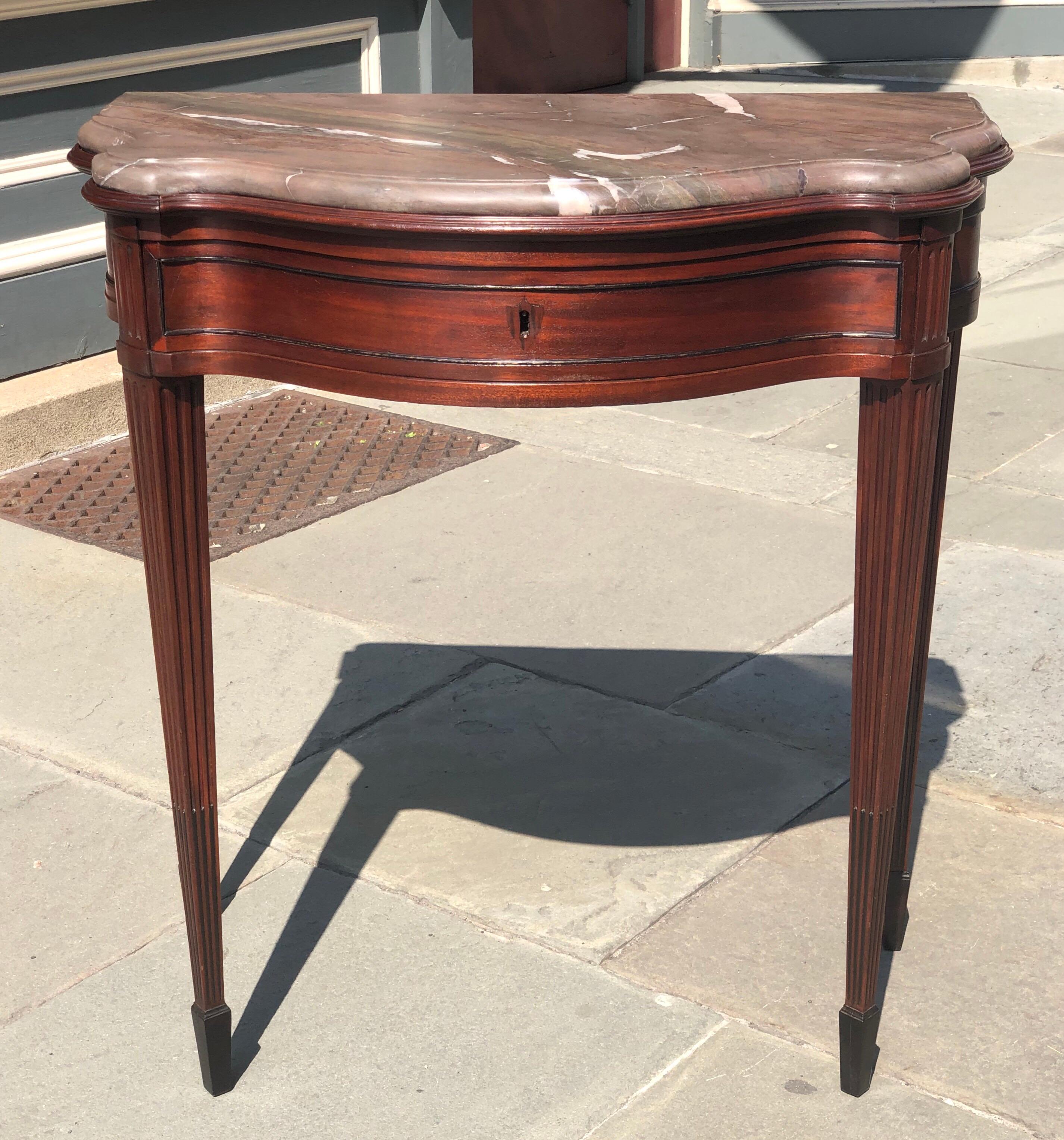 Pair of Late 18th Century Mahogany and Marble English Console Tables For Sale 4