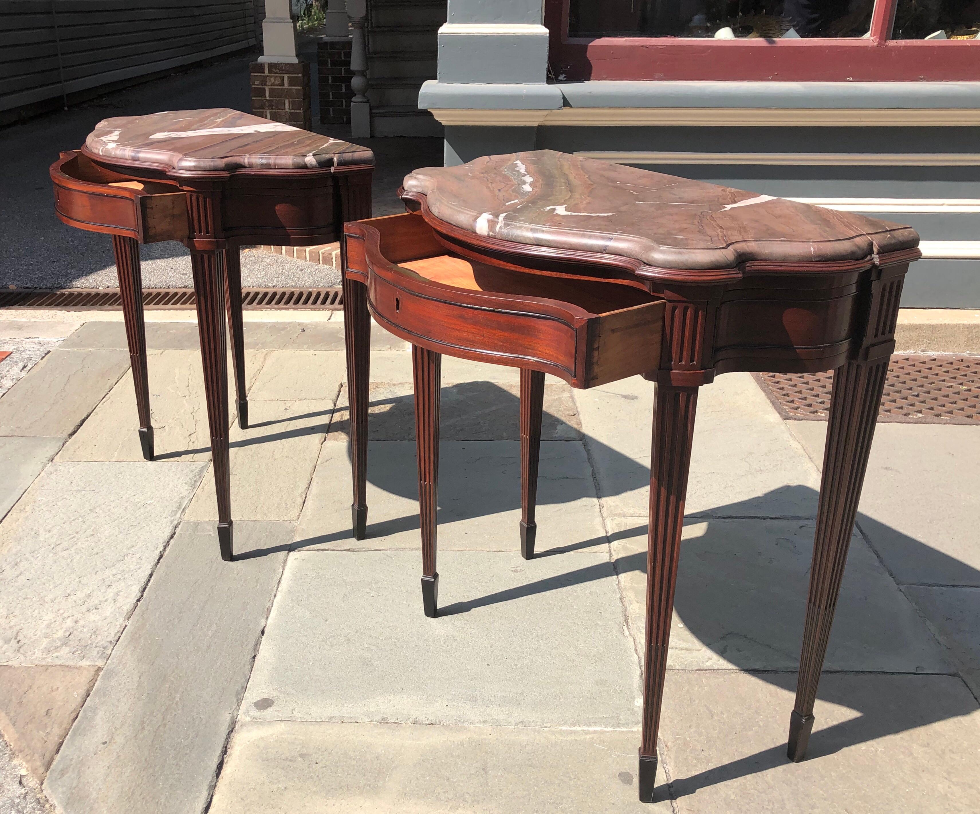 Pair of Late 18th Century Mahogany and Marble English Console Tables For Sale 5