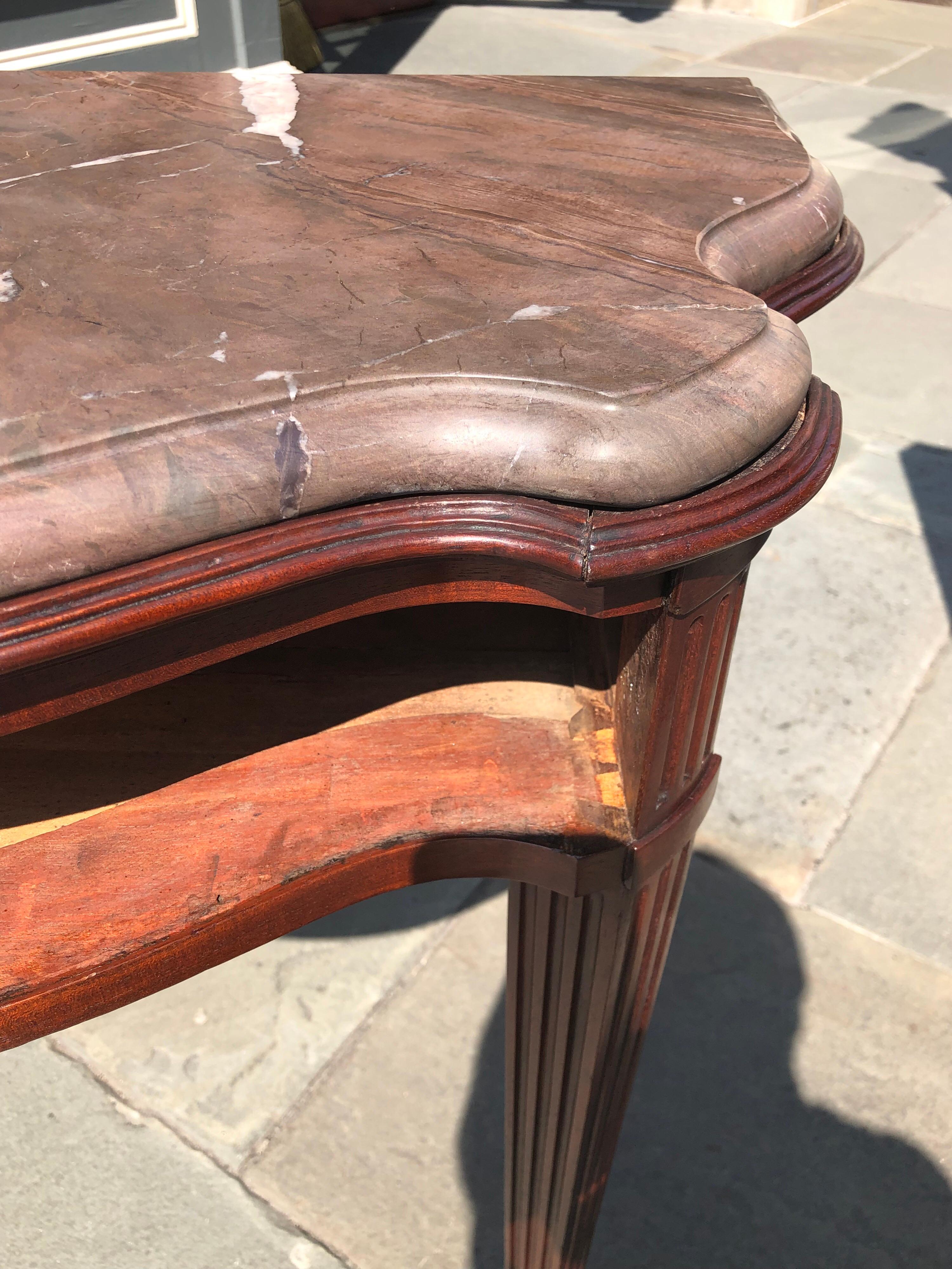 Pair of Late 18th Century Mahogany and Marble English Console Tables For Sale 6